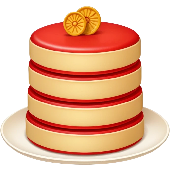 Chinese New Year Nian Gao sweet rice cake with red decorations, simplified emoji style with bold outlines and bright colors, cartoon style sticky new year dessert emoji