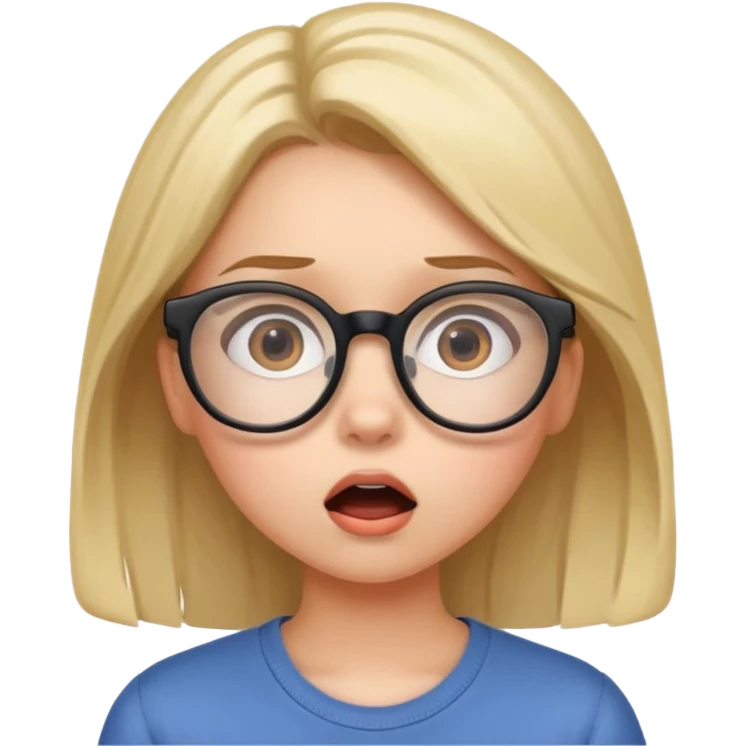 girl with glasses looking surprised into the distance emoji