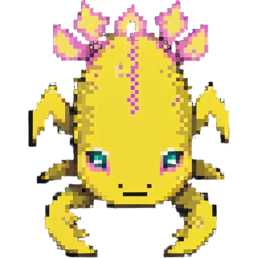 yellow Minecraft axolotl, authentic blocky style and proportions, pixel art emoji