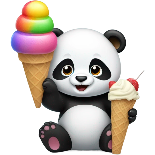 Panda eating ice cream emoji