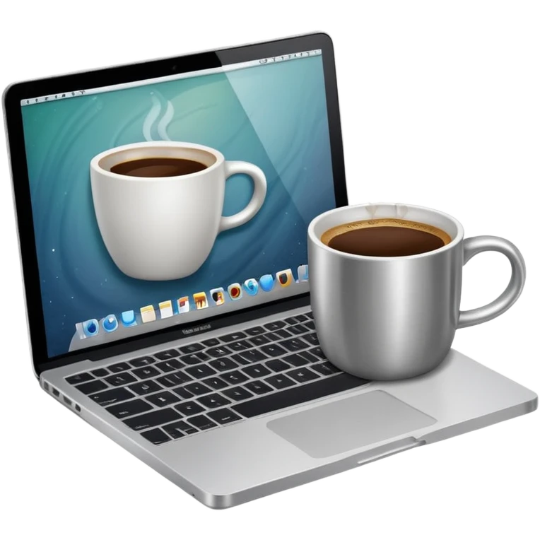 Open MacBook with coffee emoji