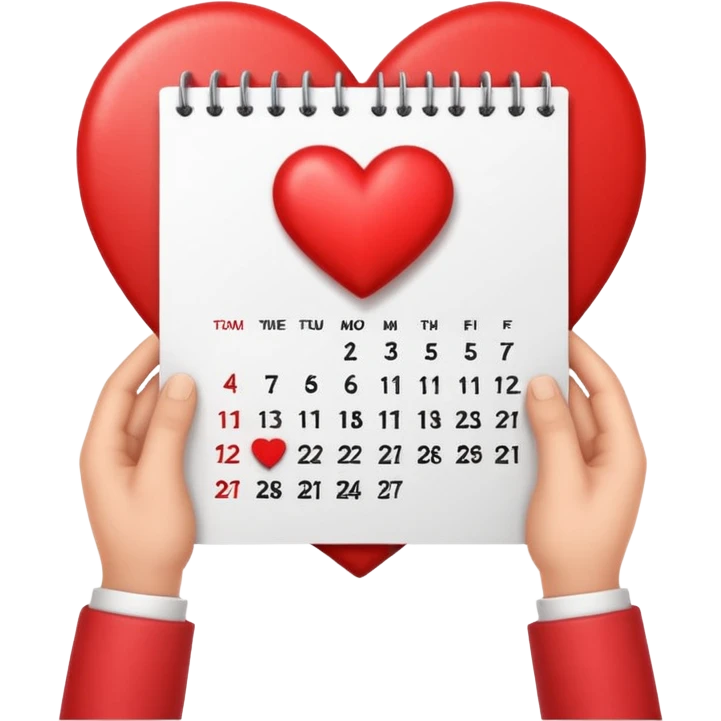 two hands shaking with a heart and a calendar emoji