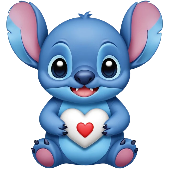 Stich con un corazón diciendo hola bombón emoji