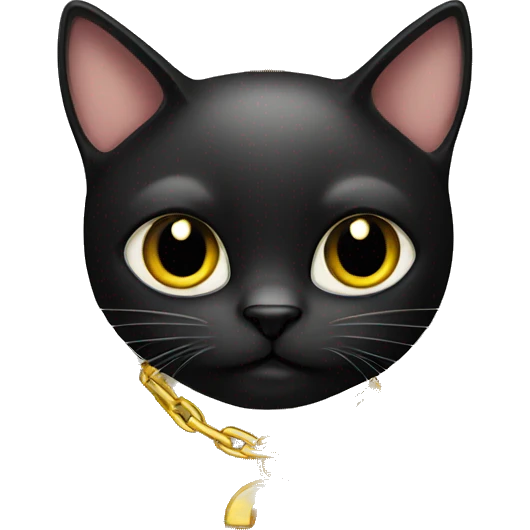 black cat wearing gold chain emoji