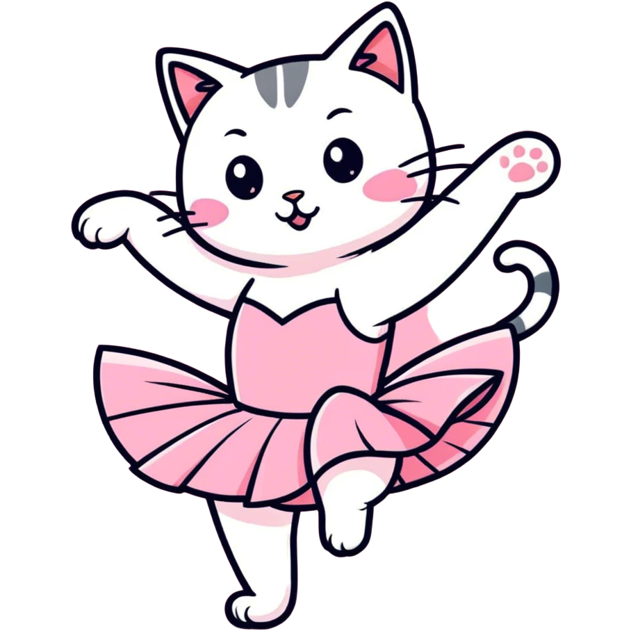 Cat dancing wearing a tutu emoji