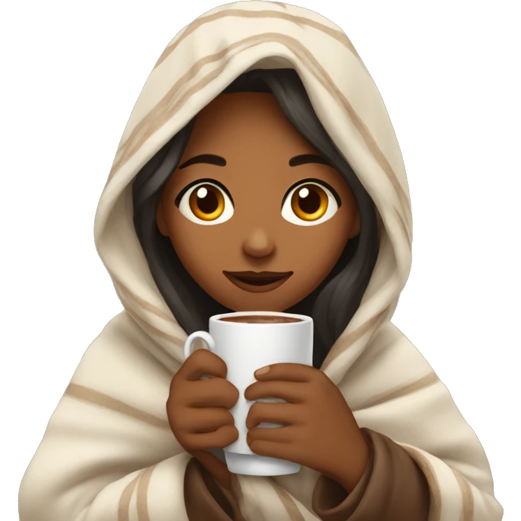 girl in blanket drinking warm cocoa  emoji
