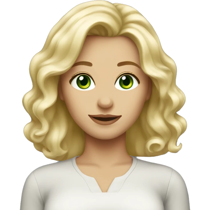 Blonde with green eyes medium length hair emoji