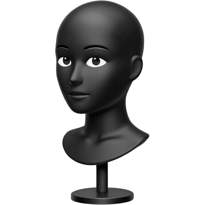 Minimalistic flat vector icon, iOS style, thin black contour on white background. Matte black mannequin in front of in 3D monochrome style. emoji