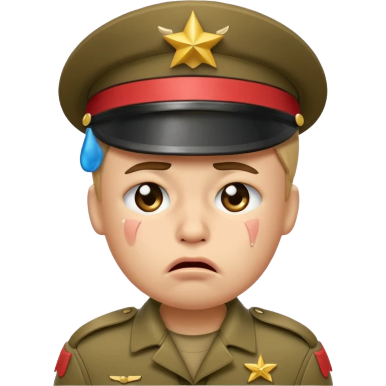 Emoticon pouting crying dressed as a soldier emoji