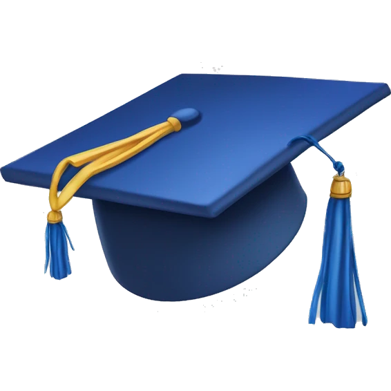 Generate an iOS emoji of a graduation hat. Use the real emoji of the graduation hat. But make it blue and on the top it should be UK flag emoji