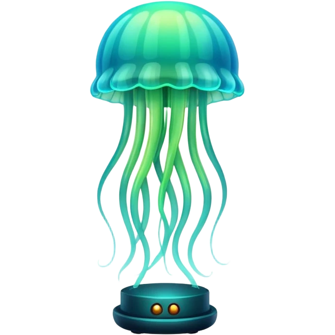 Neon glowing Cyan-lime-gradients jelly-prawn-crab-squid lamp glow emoji