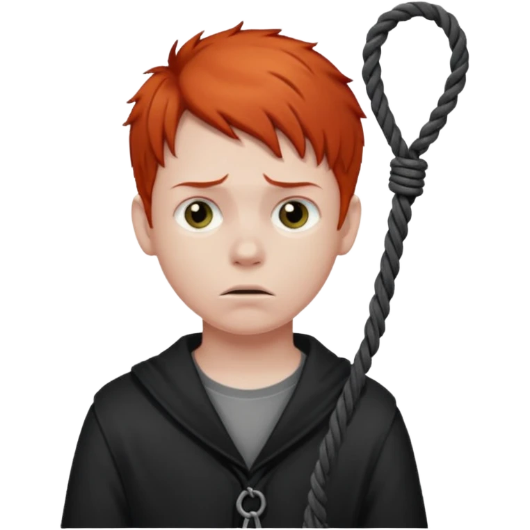red headed boy holding a noose  emoji