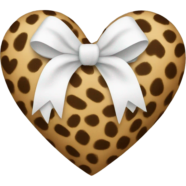 Cheetah print heart with white bow emoji