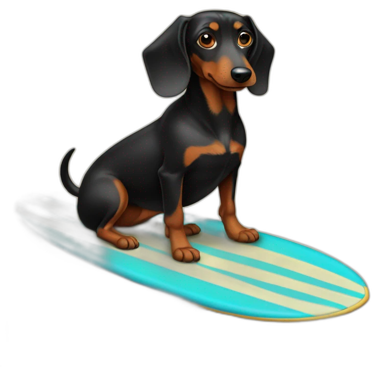 Black teckel on a surfboard emoji