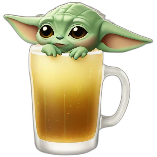 Baby yoda drink a beer emoji