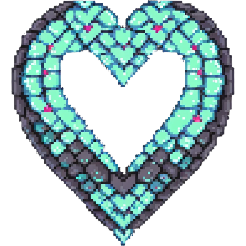 abstract representation of love and connection, using hearts and intertwined shapes, pixel art style emoji