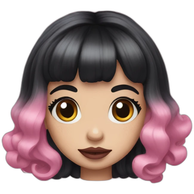 Melanie Martinez, hair half black half pink emoji