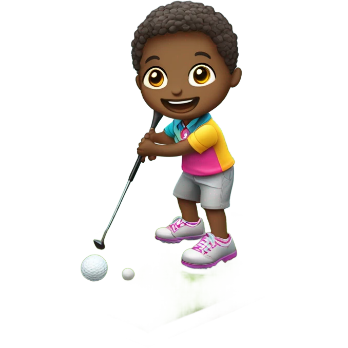Toddler playing golf emoji