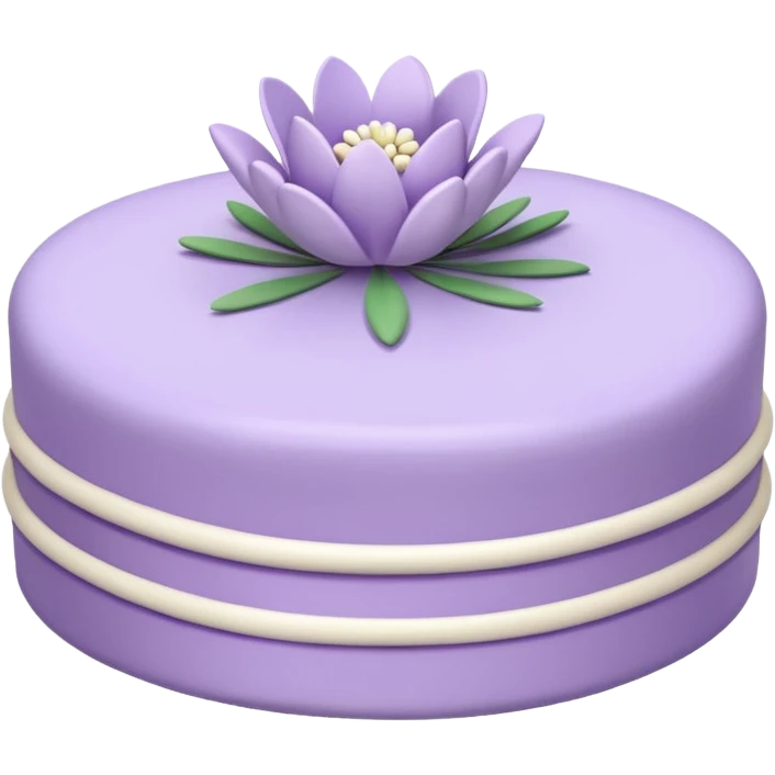 Pastel white and pastel purple marzipan cake with a lavender flower laying on top of it  emoji