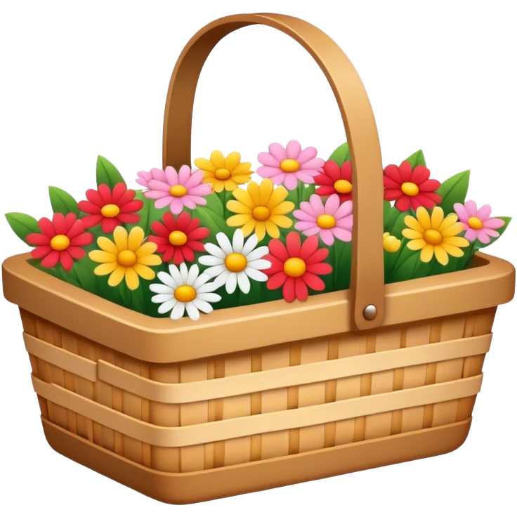 cute picnic basket with flowers emoji