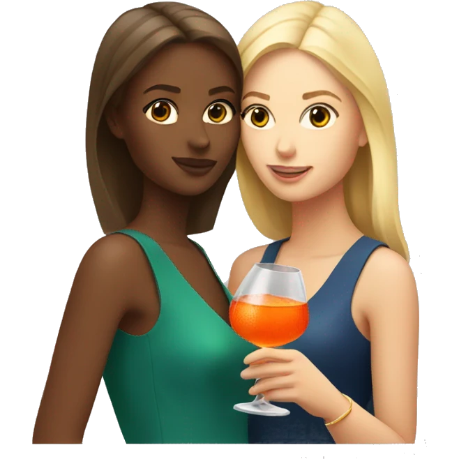 Two girls one blonde and one brown hair drinking aperol emoji