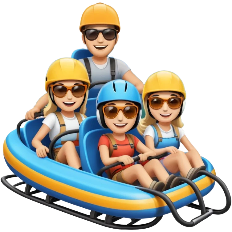 two men and two women on an alpine coaster emoji