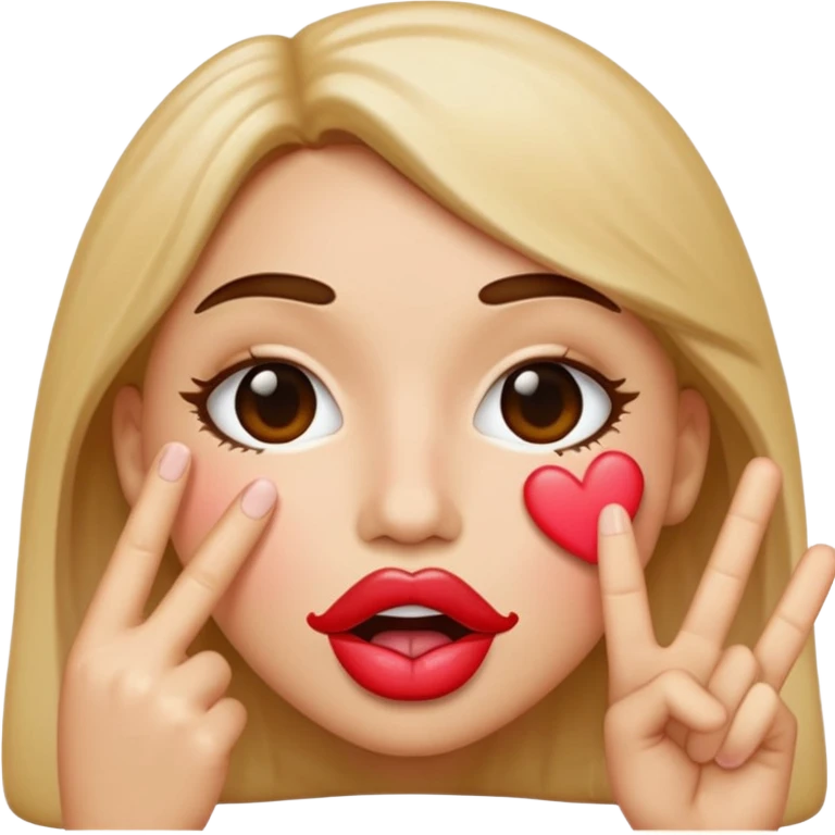 Classic kissy face emoji without the heart with a peace sign emoji