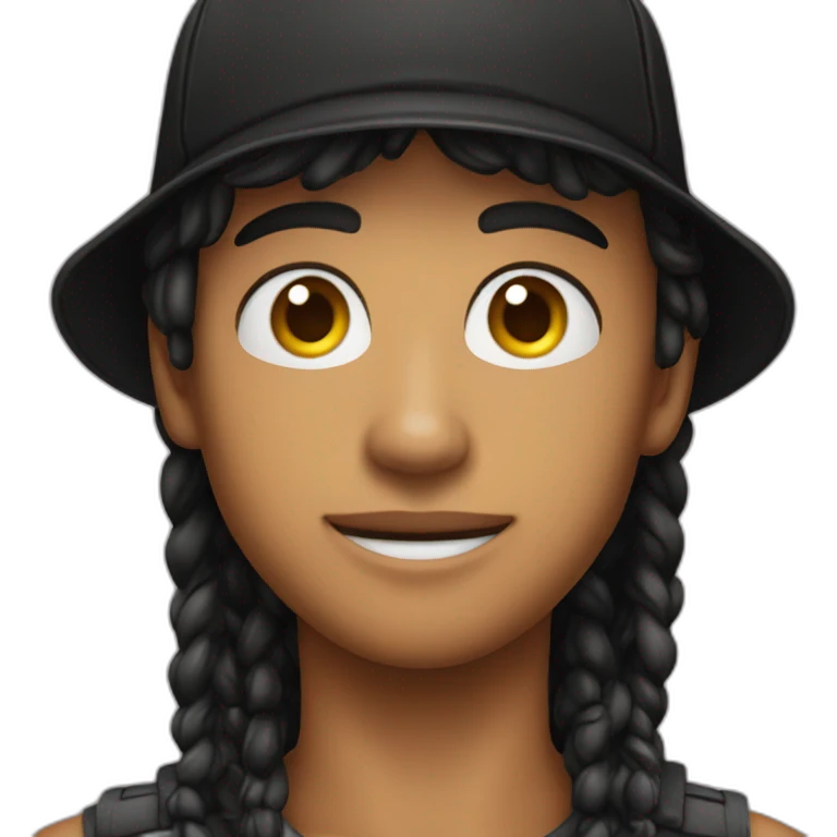 Joven con gorra negra para atras emoji