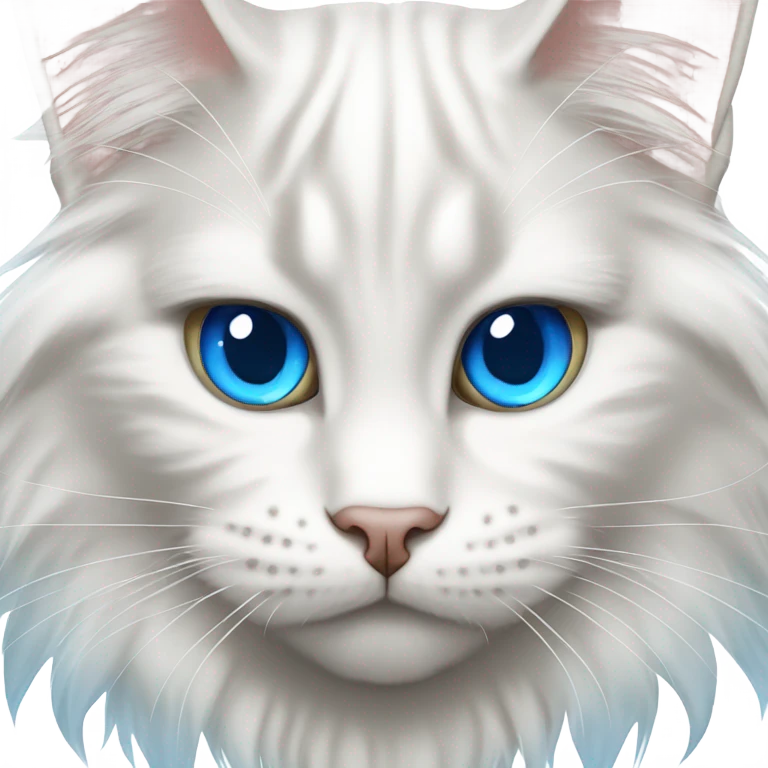 white maine coon cat with blue eyes emoji