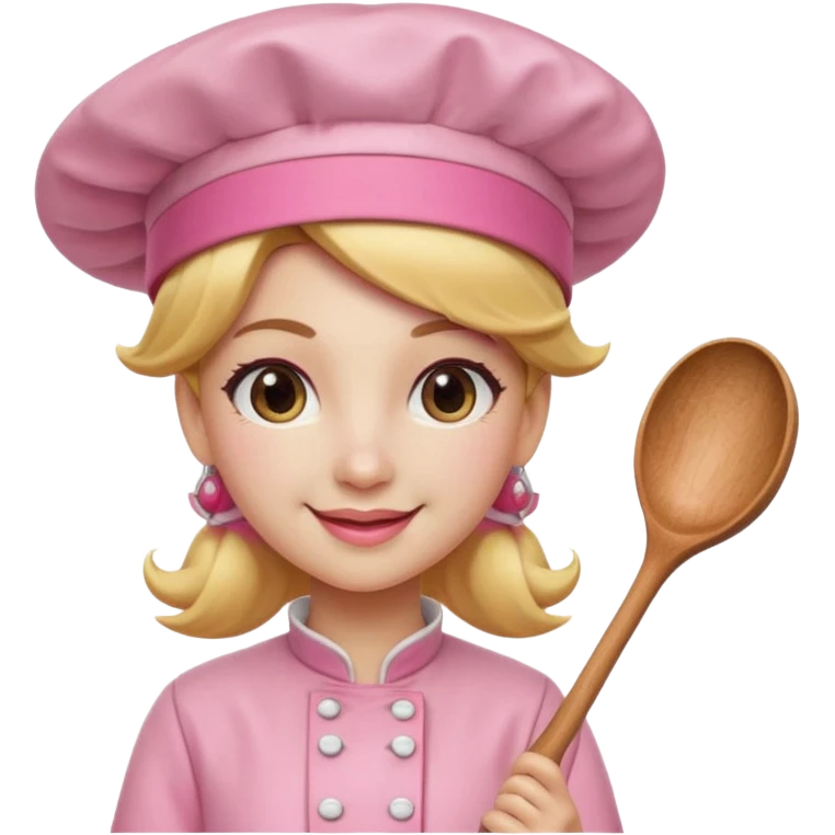 Pink chef hat princess peach with a hand and spoon emoji
