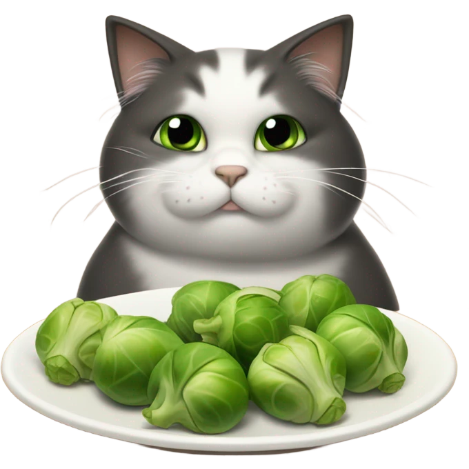 Sad cat eating Brussels sprouts emoji