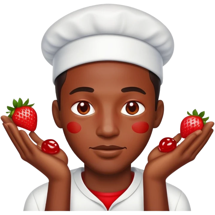 Black man emoji covered in strawberry jam emoji