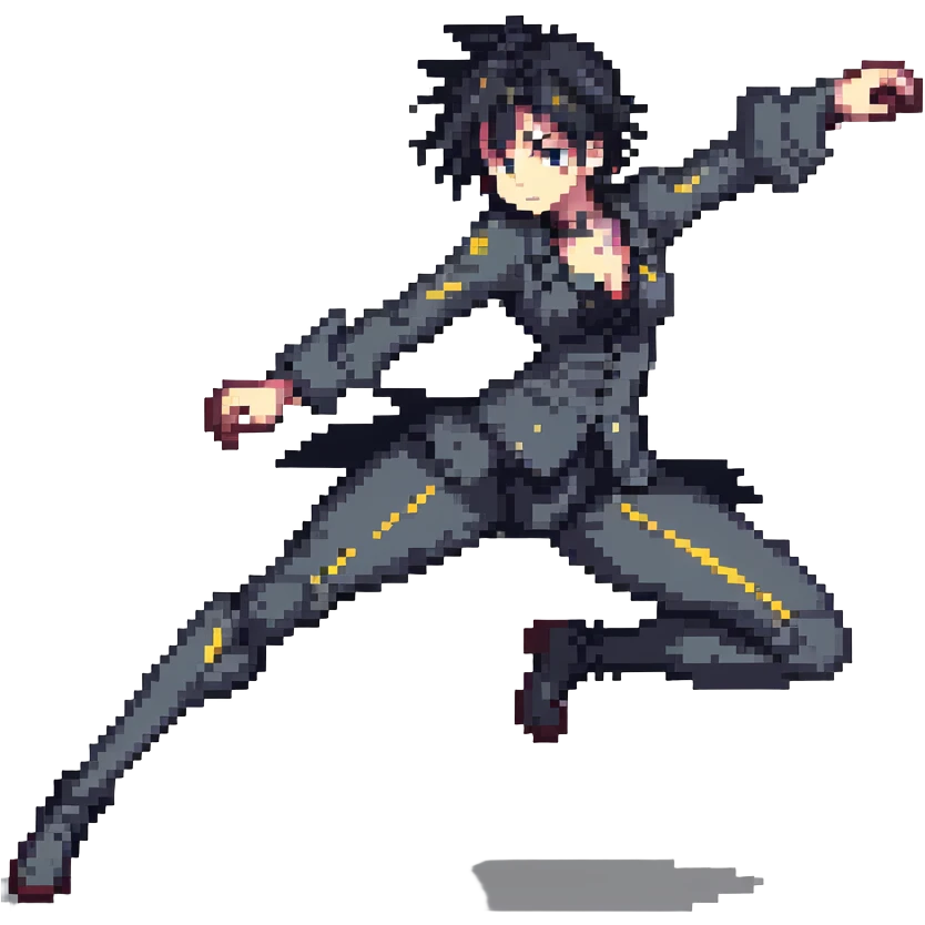 anime character in pixel art style with dramatic pose and action lines emoji