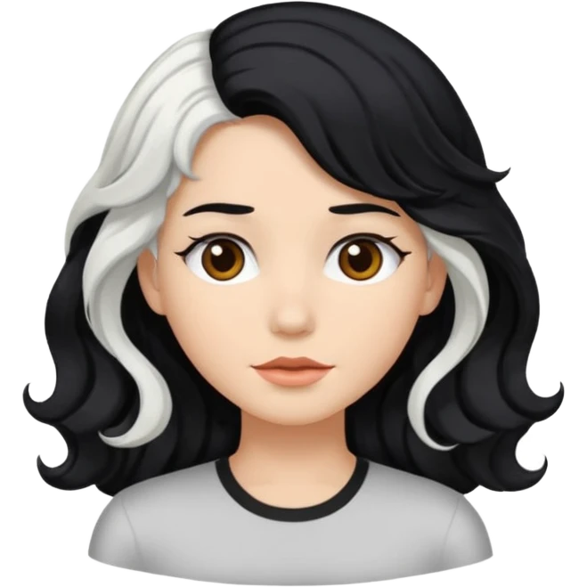Black hair on top of white hair emoji