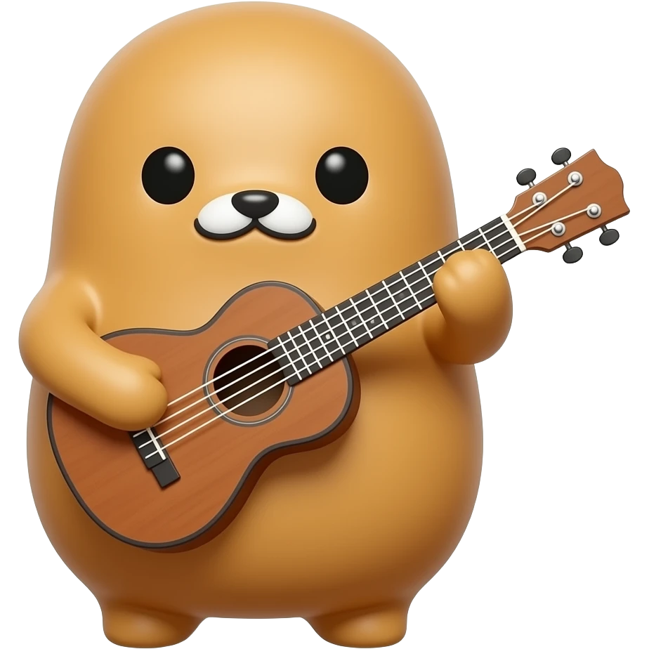 Gudetama playing ukulele emoji