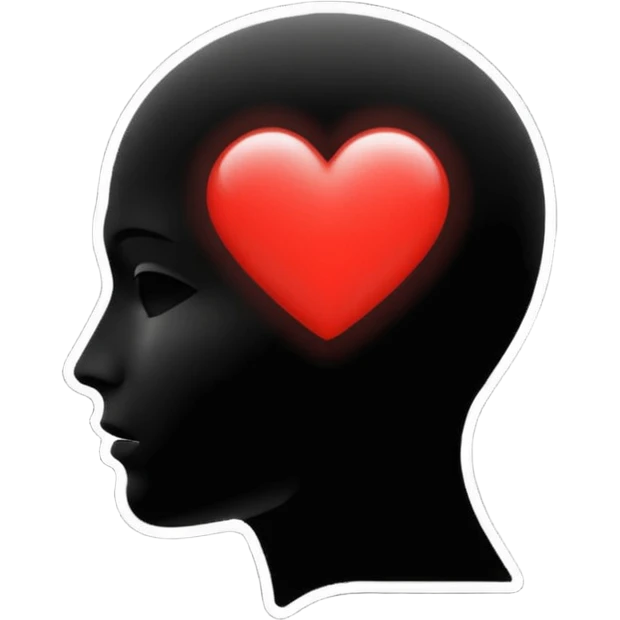 silhouette of a head with a glowing heart inside emoji
