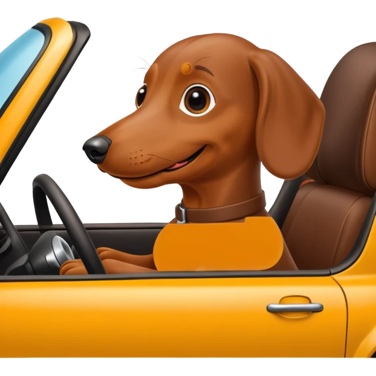 A dachshund driving a car emoji