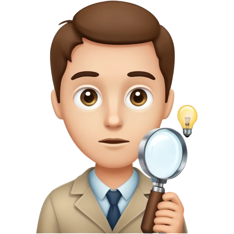 curious person with magnifying glass and lightbulb emoji