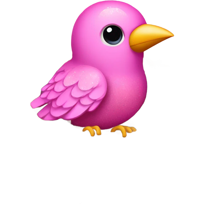 Pink sparkly bird sitting in birds nest  emoji