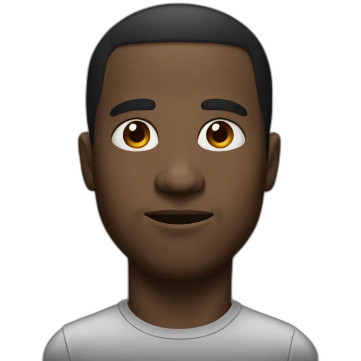 Black man with a slightly heavy build and a slightly large nose and small eyes emoji