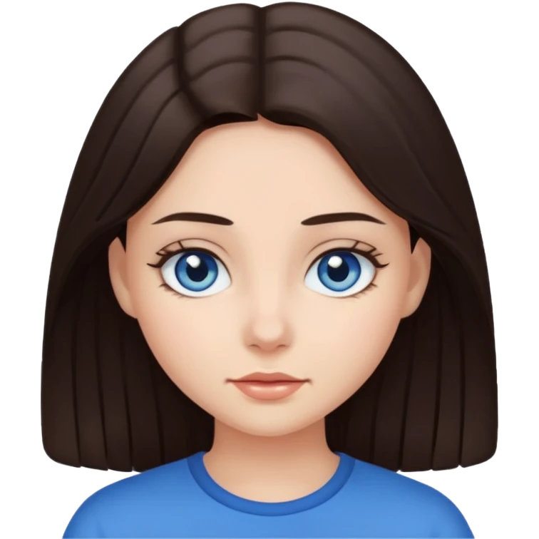 Girl with dark brown hair and blue eyes emoji