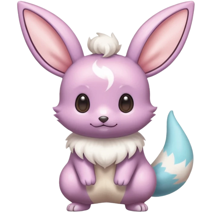 Kawaii Shiny Colorful Pastel Minccino-Cinccino-Eevee-fusion Full Body emoji