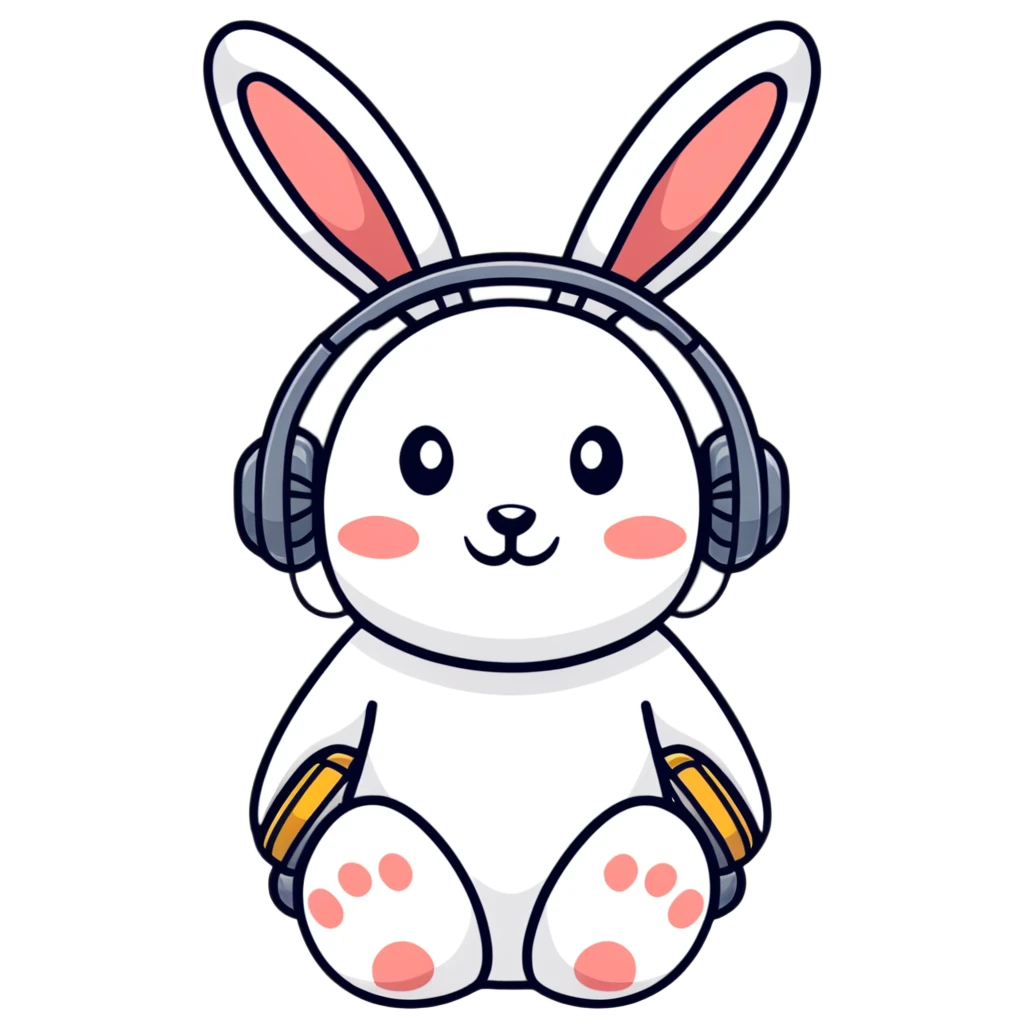 headphones with bunny ears, cartoon style emoji