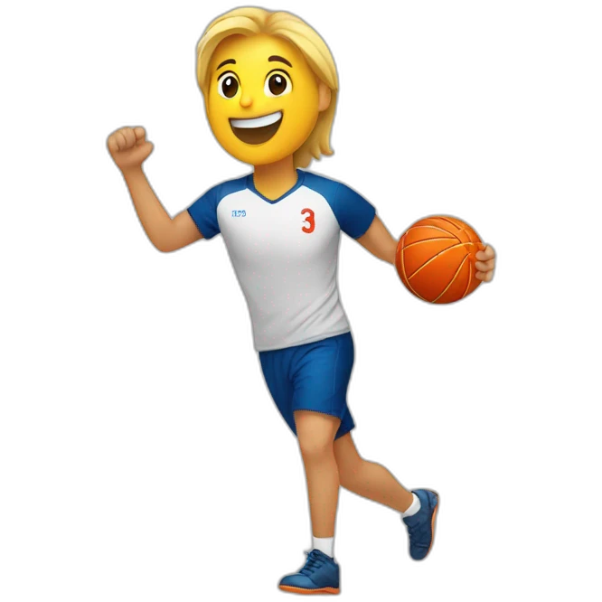 a handball with a smile emoji