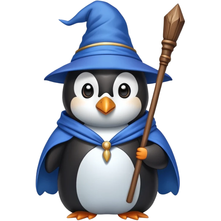 penguin wizard holding a staff emoji