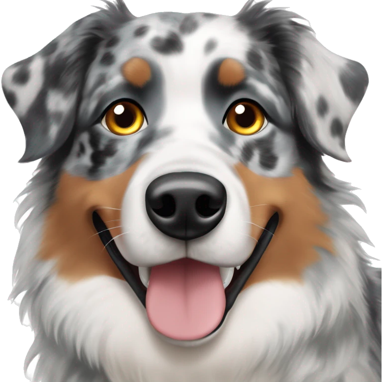 Black and grey Merle Australian shepherd with hazelnut eye color  emoji