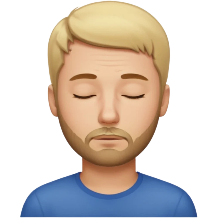 A man with short blond hair hair and a short brown  beard making a weary face with eyes closed emoji