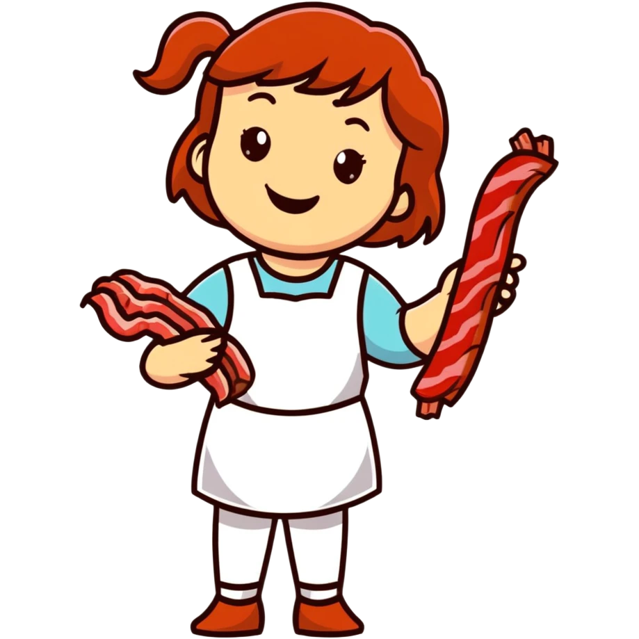Happy girl with bacon emoji