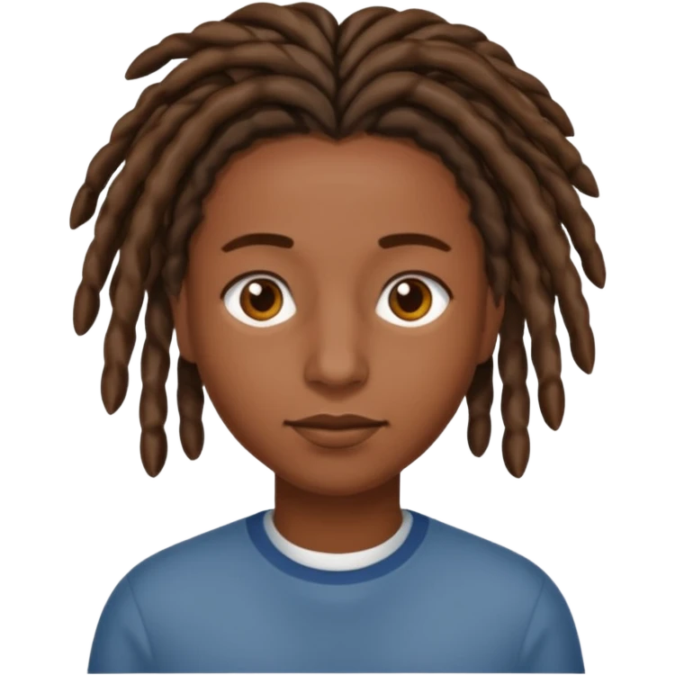 short, brown skin, short locs emoji