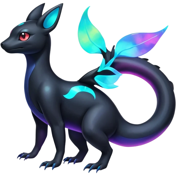 Colorful Neon Exotic Salandit-Aurorus-Umbreon-Fakémon-hybrid-creature (full body)  emoji